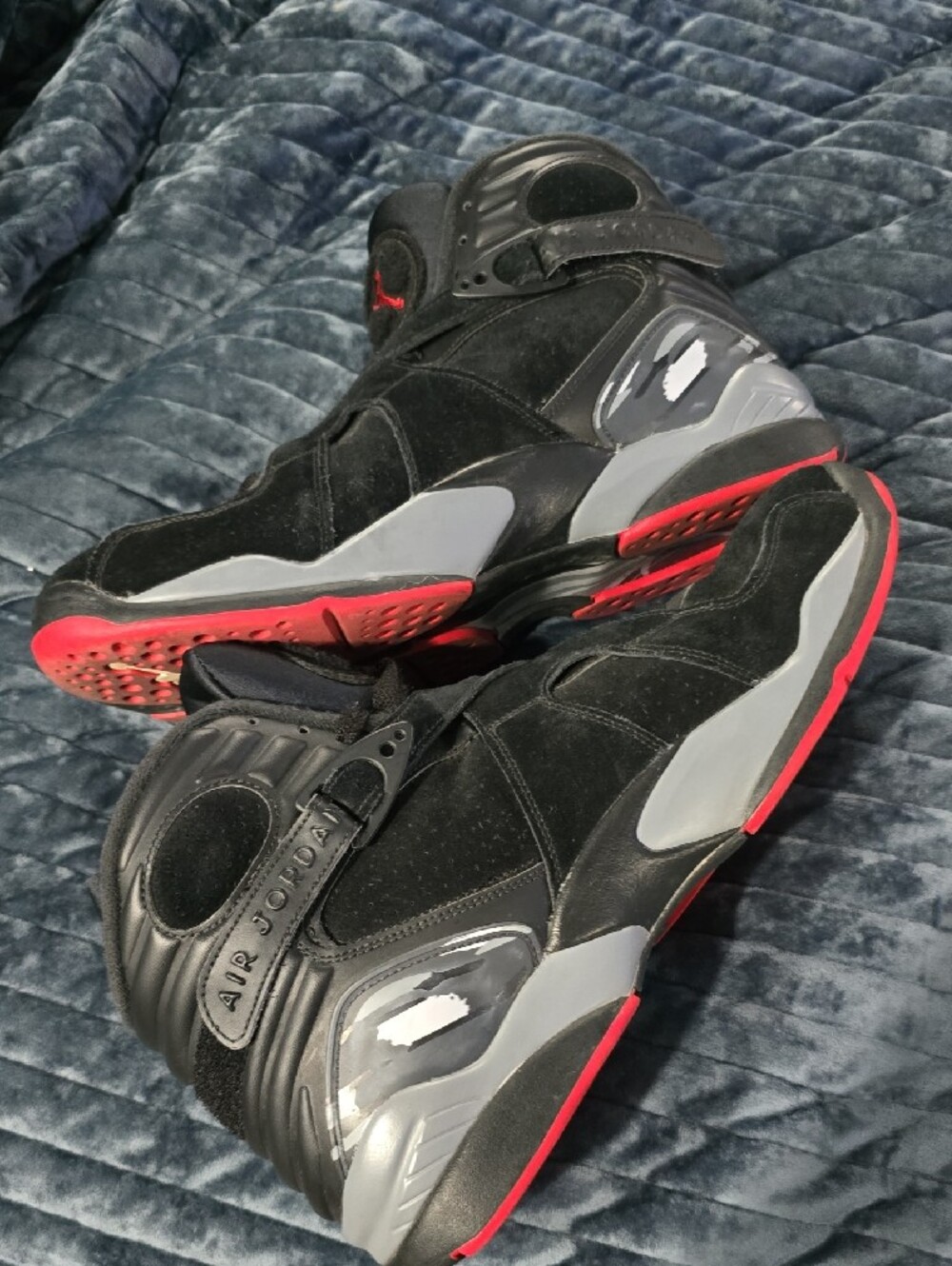 Nike Black and Red Jordan 8 High-Top Sneakers - Picture 3 of 9